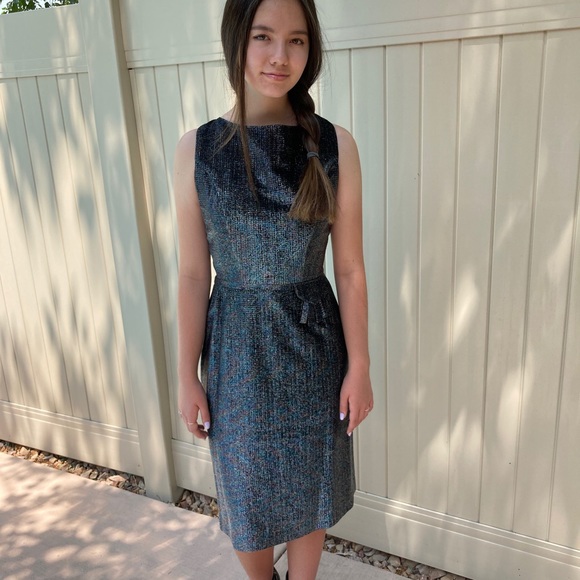 Vintage Black and Iridescent Fitted Cocktail Dress - Picture 2 of 14